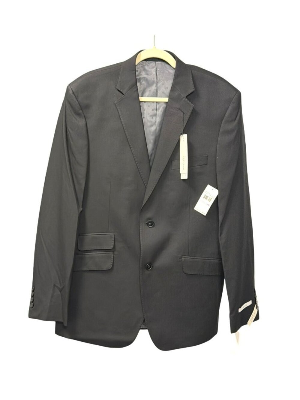Perry Ellis Portfolio Black Shadow Slim Fit Modern Suit Jacket 42L New